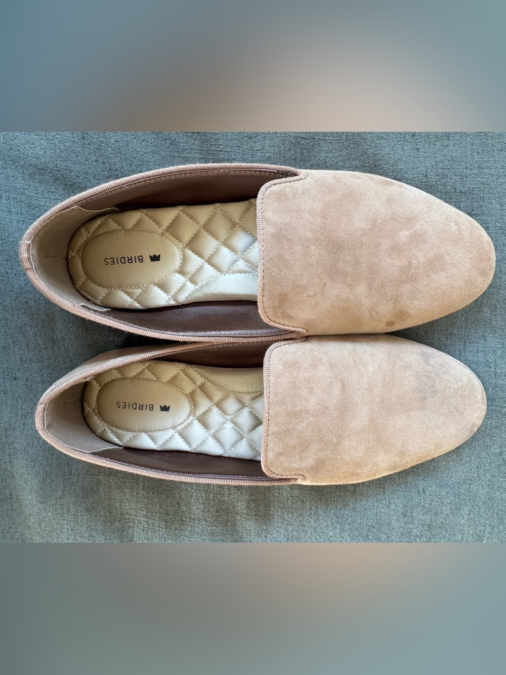 Birdies Taupe Suede Slip-On Loafers